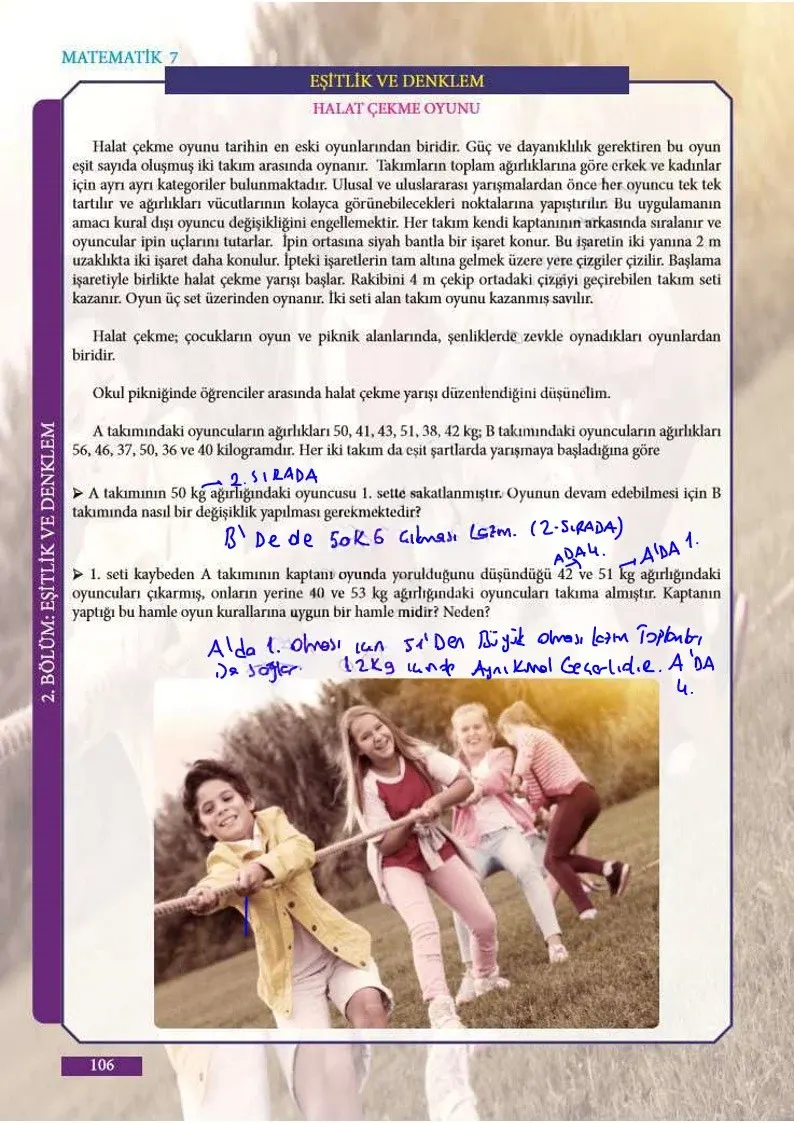 7. Sınıf Matematik Ders Kitabı Cevapları Meb Yayınları Sayfa 106 Çözüm Görseli