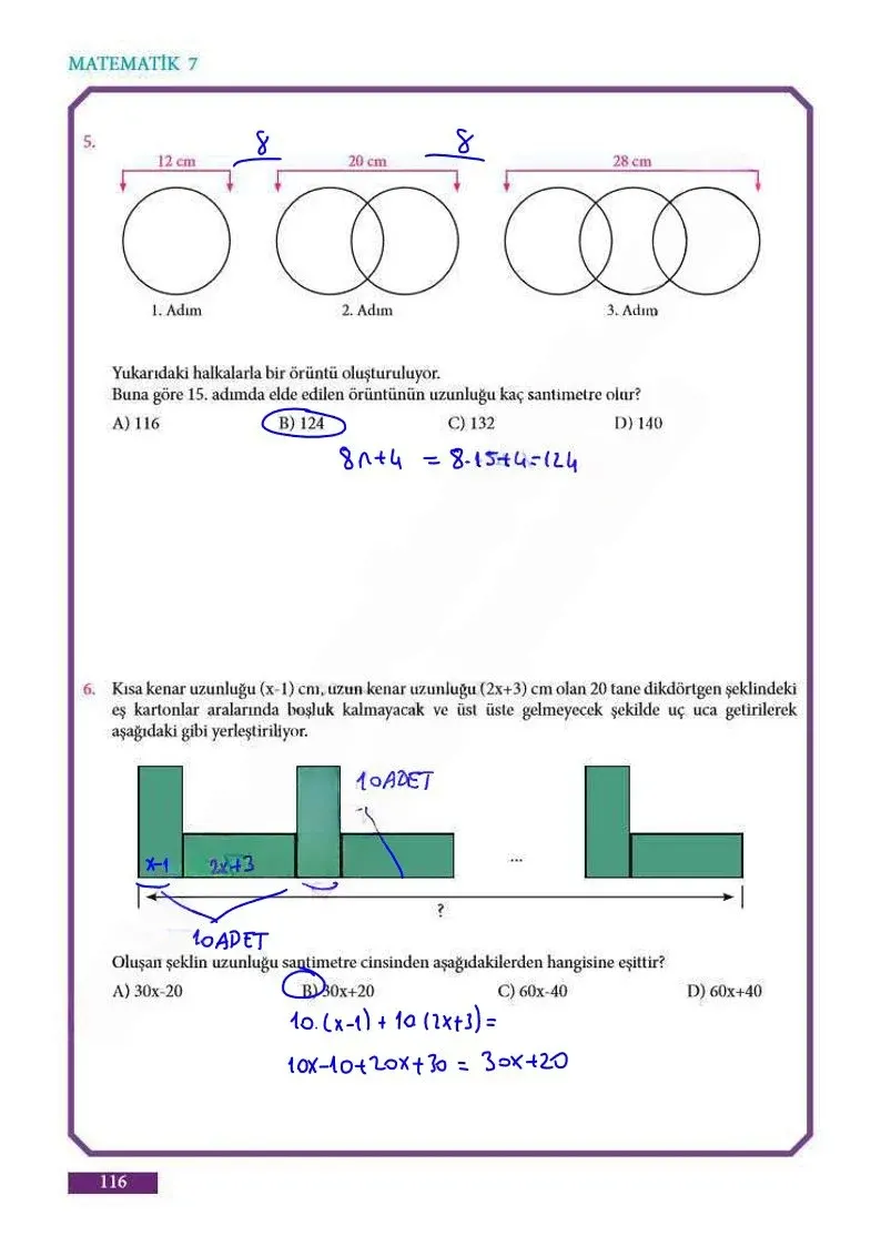7. Sınıf Matematik Ders Kitabı Cevapları Meb Yayınları Sayfa 116 Çözüm Görseli