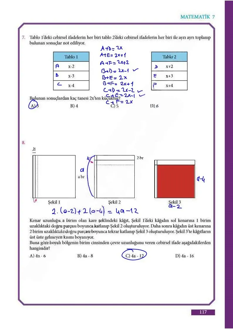 7. Sınıf Matematik Ders Kitabı Cevapları Meb Yayınları Sayfa 117 Çözüm Görseli