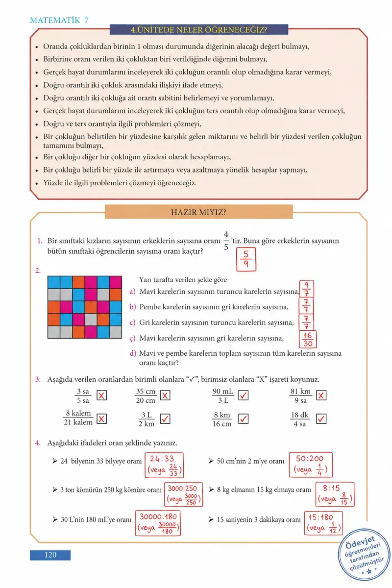 7. Sınıf Matematik Ders Kitabı Cevapları Meb Yayınları Sayfa 120 Çözüm Görseli