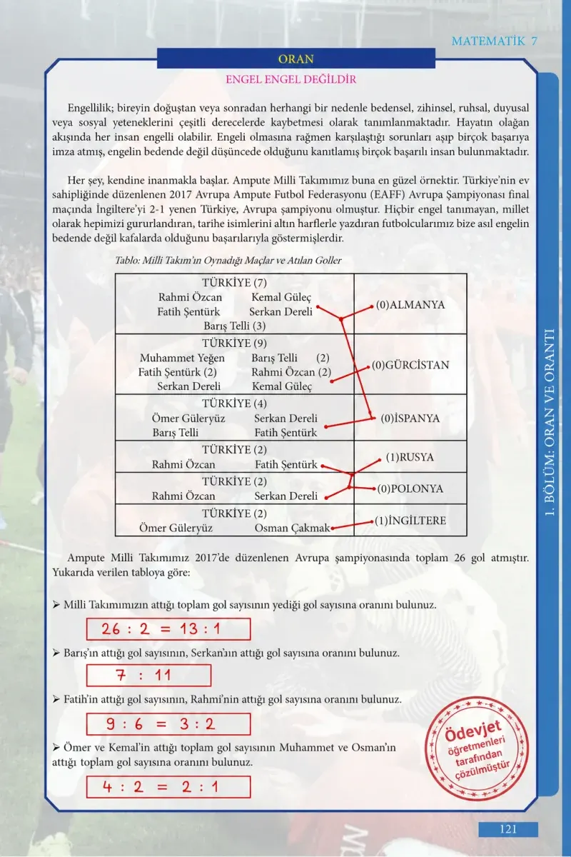 7. Sınıf Matematik Ders Kitabı Cevapları Meb Yayınları Sayfa 121 Çözüm Görseli