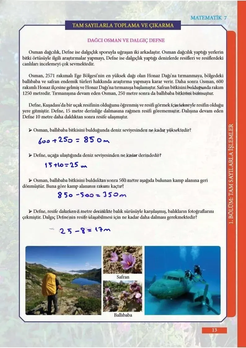 7. Sınıf Matematik Ders Kitabı Cevapları Meb Yayınları Sayfa 13 Çözüm Görseli