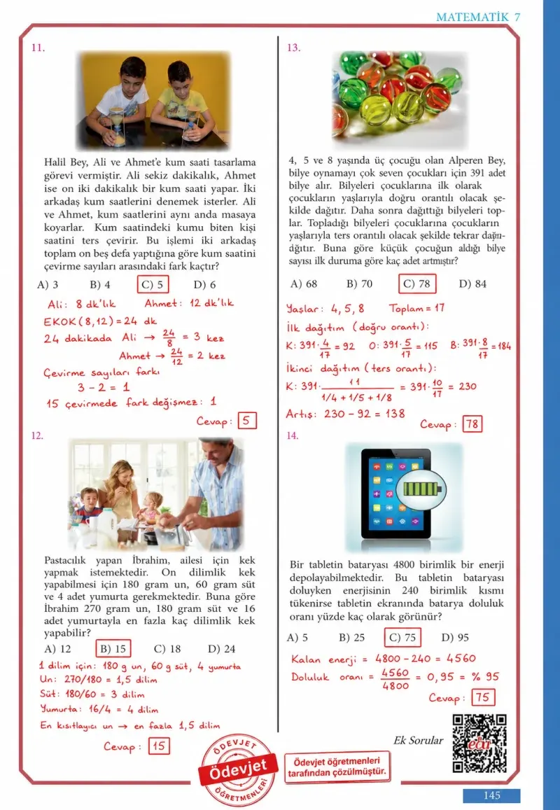 7. Sınıf Matematik Ders Kitabı Cevapları Meb Yayınları Sayfa 145 Çözüm Görseli