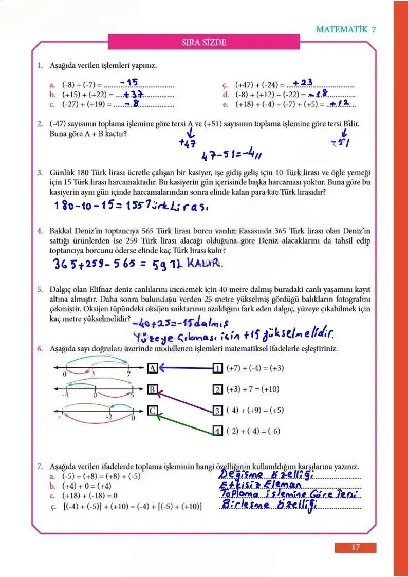 7. Sınıf Matematik Ders Kitabı Cevapları Meb Yayınları Sayfa 17 Çözüm Görseli