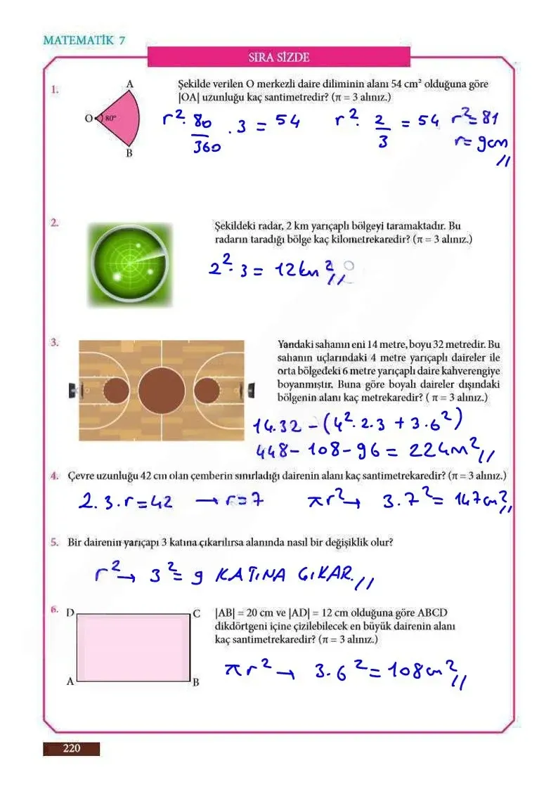7. Sınıf Matematik Ders Kitabı Cevapları Meb Yayınları Sayfa 220 Çözüm Görseli