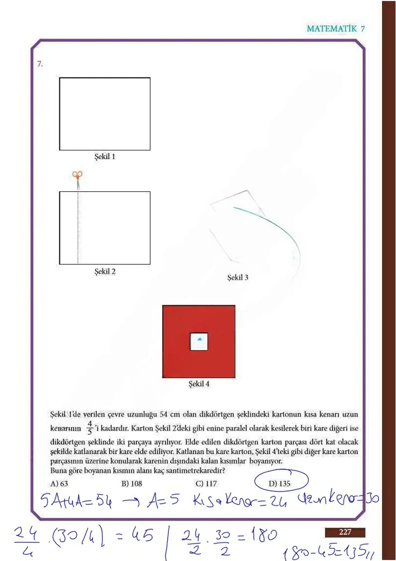 7. Sınıf Matematik Ders Kitabı Cevapları Meb Yayınları Sayfa 227 Çözüm Görseli