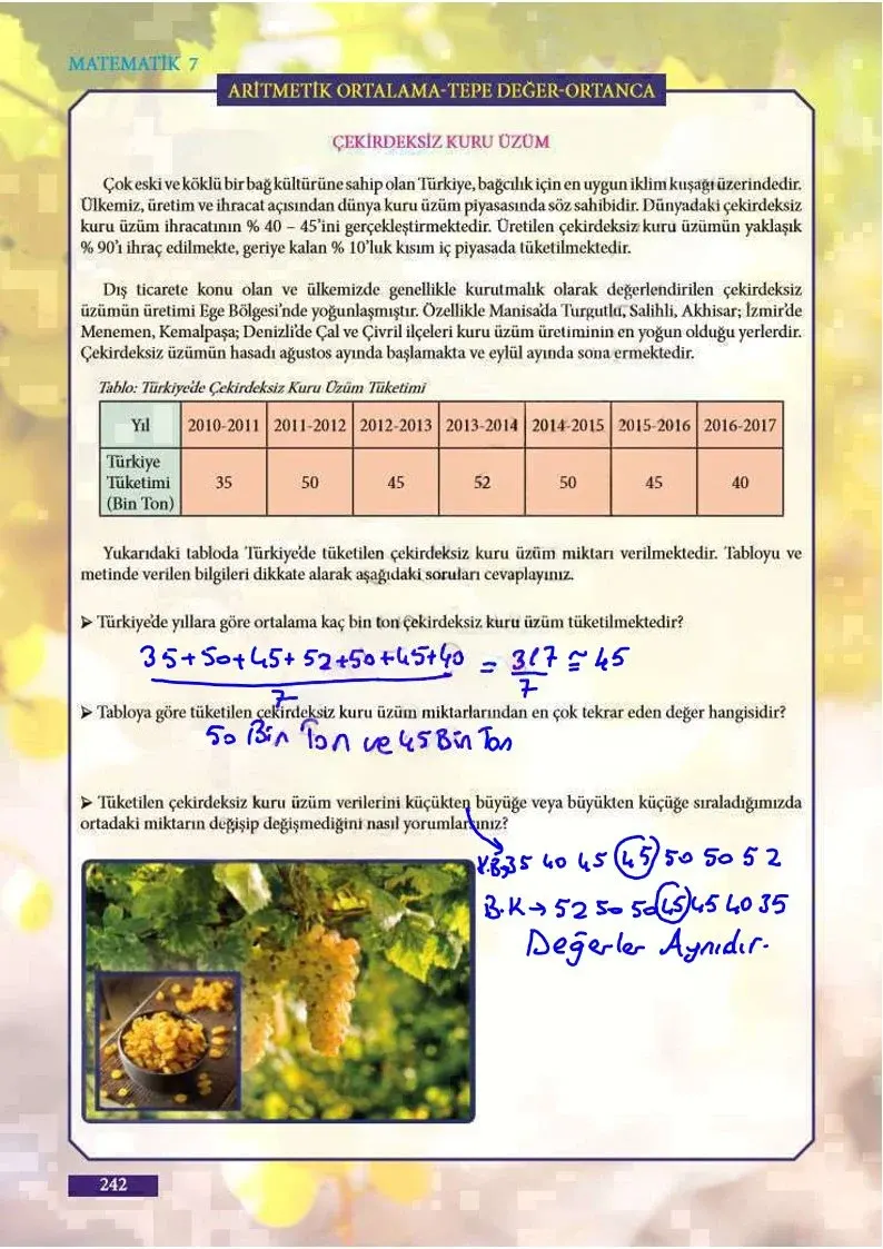 7. Sınıf Matematik Ders Kitabı Cevapları Meb Yayınları Sayfa 242 Çözüm Görseli