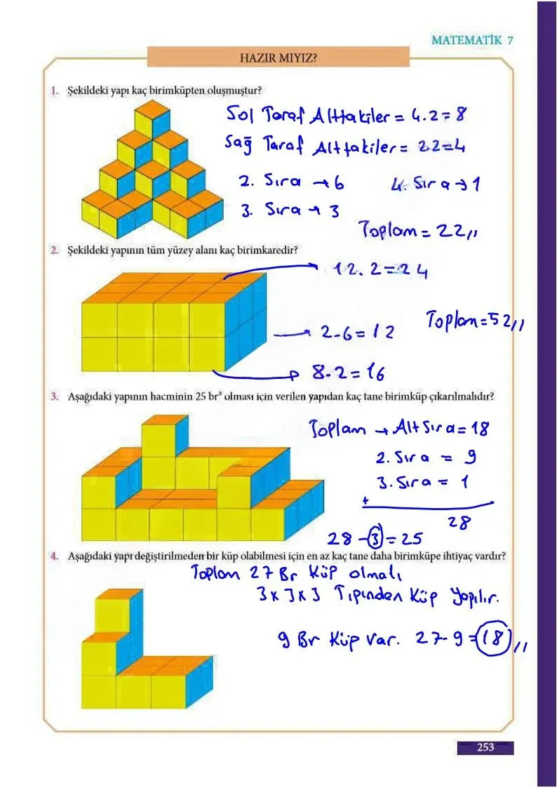 7. Sınıf Matematik Ders Kitabı Cevapları Meb Yayınları Sayfa 253 Çözüm Görseli
