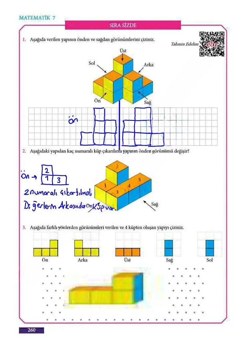 7. Sınıf Matematik Ders Kitabı Cevapları Meb Yayınları Sayfa 260 Çözüm Görseli