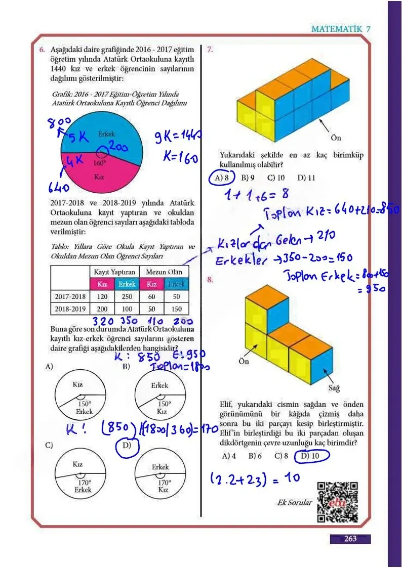 7. Sınıf Matematik Ders Kitabı Cevapları Meb Yayınları Sayfa 263 Çözüm Görseli