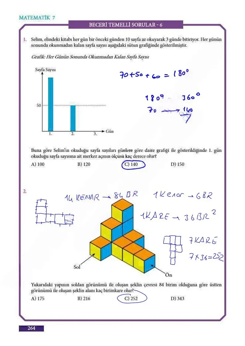 7. Sınıf Matematik Ders Kitabı Cevapları Meb Yayınları Sayfa 264 Çözüm Görseli