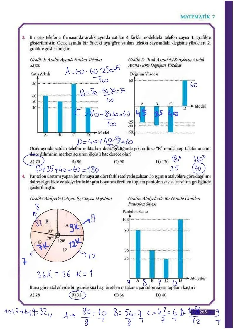 7. Sınıf Matematik Ders Kitabı Cevapları Meb Yayınları Sayfa 265 Çözüm Görseli