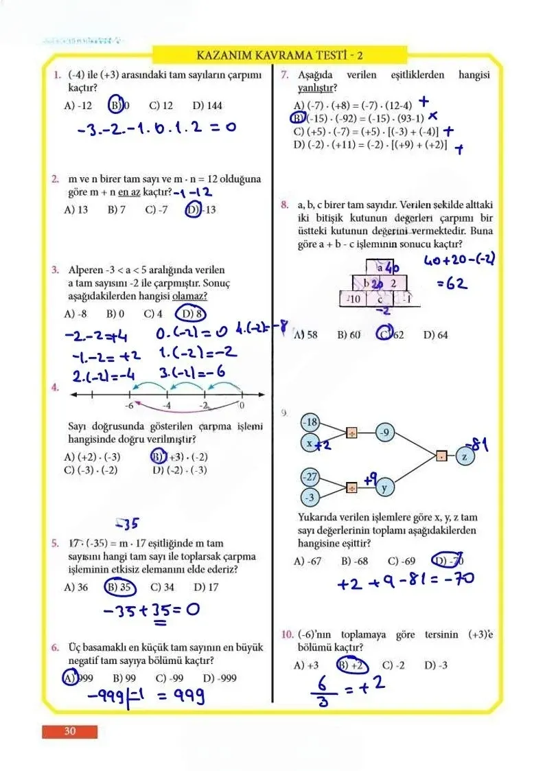 7. Sınıf Matematik Ders Kitabı Cevapları Meb Yayınları Sayfa 30 Çözüm Görseli