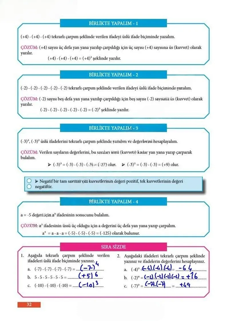 7. Sınıf Matematik Ders Kitabı Cevapları Meb Yayınları Sayfa 32 Çözüm Görseli
