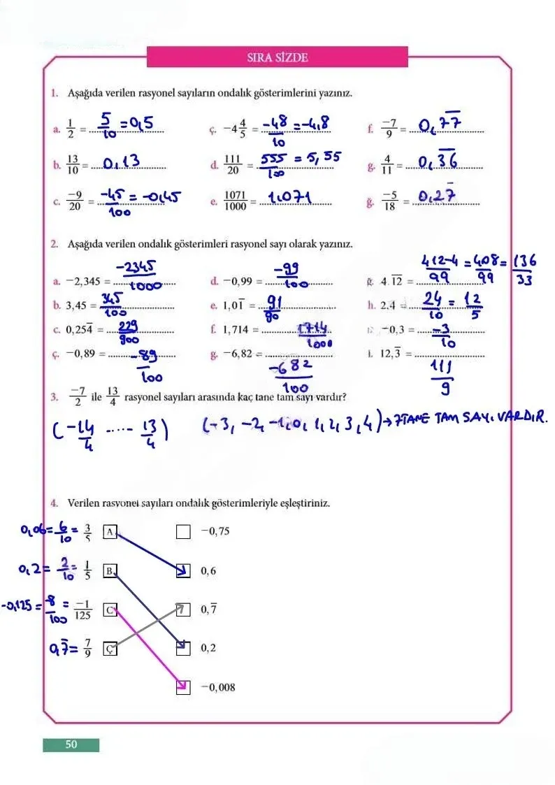 7. Sınıf Matematik Ders Kitabı Cevapları Meb Yayınları Sayfa 50 Çözüm Görseli