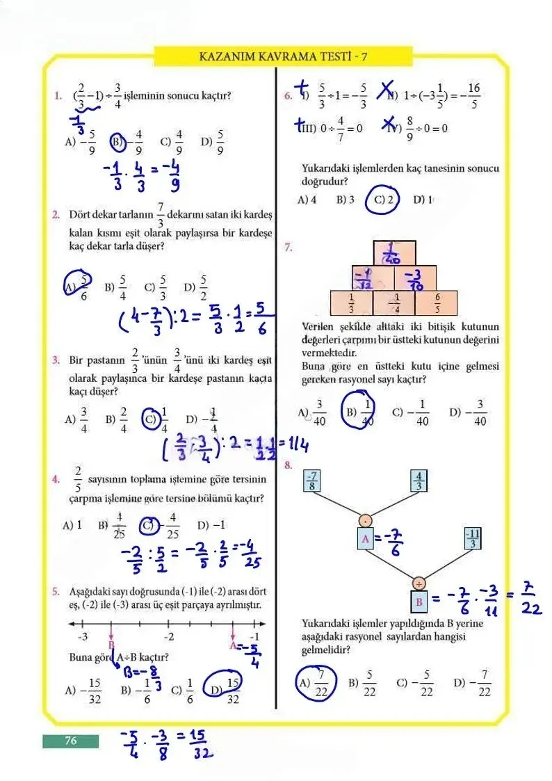 7. Sınıf Matematik Ders Kitabı Cevapları Meb Yayınları Sayfa 76 Çözüm Görseli