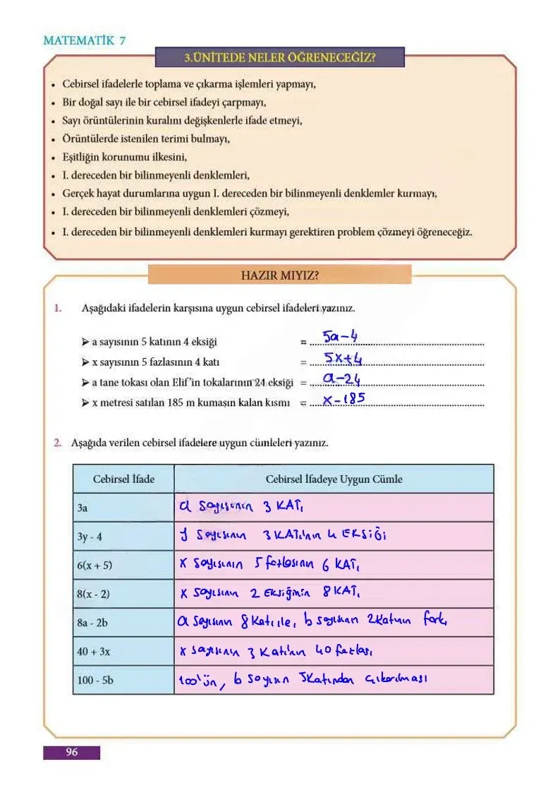 7. Sınıf Matematik Ders Kitabı Cevapları Meb Yayınları Sayfa 96 Çözüm Görseli