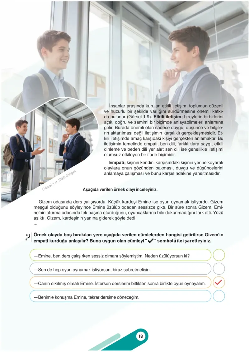 7. Sınıf Sosyal Bilgiler Ders Kitabı Cevapları Meb Yayınları 1. Kitap Sayfa 18 Çözüm Görseli