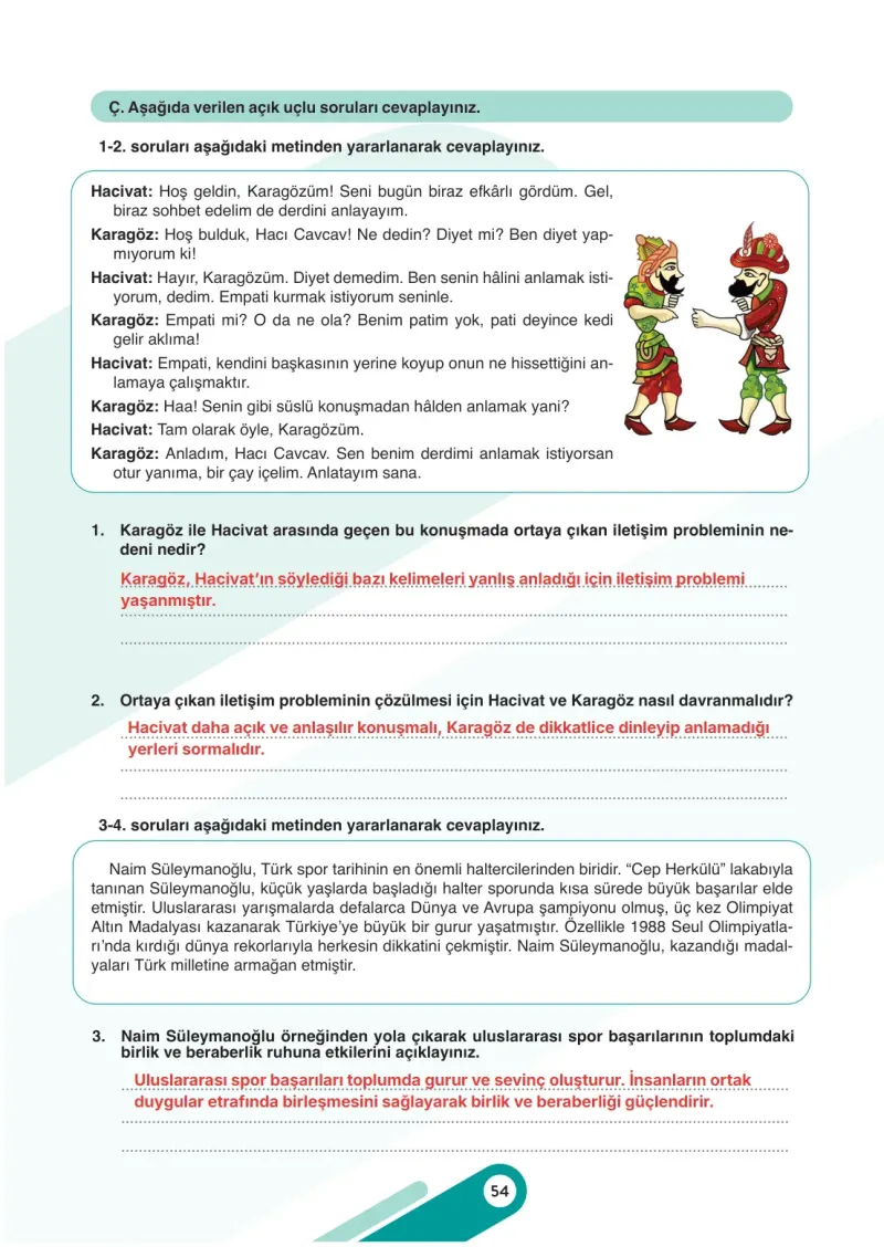 7. Sınıf Sosyal Bilgiler Ders Kitabı Cevapları Meb Yayınları 1. Kitap Sayfa 54 Çözüm Görseli