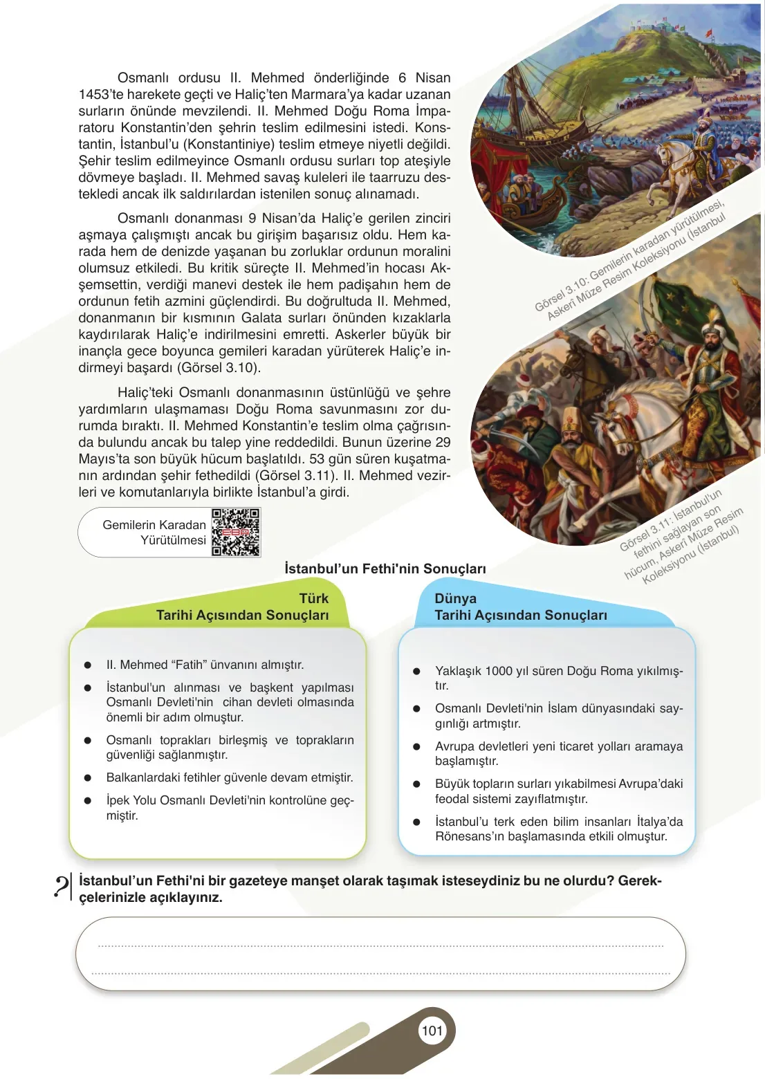 7. Sınıf Sosyal Bilgiler Ders Kitabı Cevapları Meb Yayınları 1. Kitap Sayfa 101
