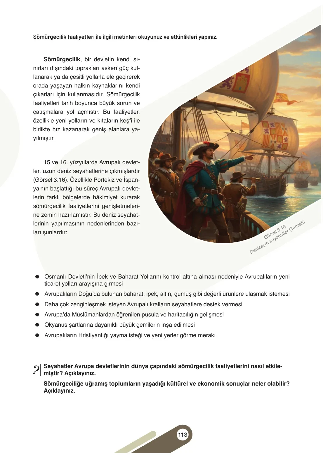 7. Sınıf Sosyal Bilgiler Ders Kitabı Cevapları Meb Yayınları 1. Kitap Sayfa 113