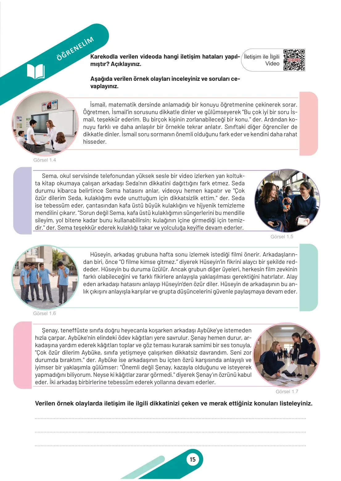 7. Sınıf Sosyal Bilgiler Ders Kitabı Cevapları Meb Yayınları 1. Kitap Sayfa 15