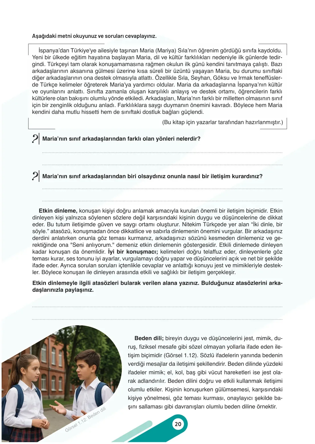 7. Sınıf Sosyal Bilgiler Ders Kitabı Cevapları Meb Yayınları 1. Kitap Sayfa 20