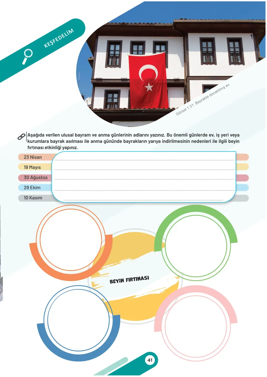 7. Sınıf Sosyal Bilgiler Ders Kitabı Cevapları Meb Yayınları 1. Kitap Sayfa 41
