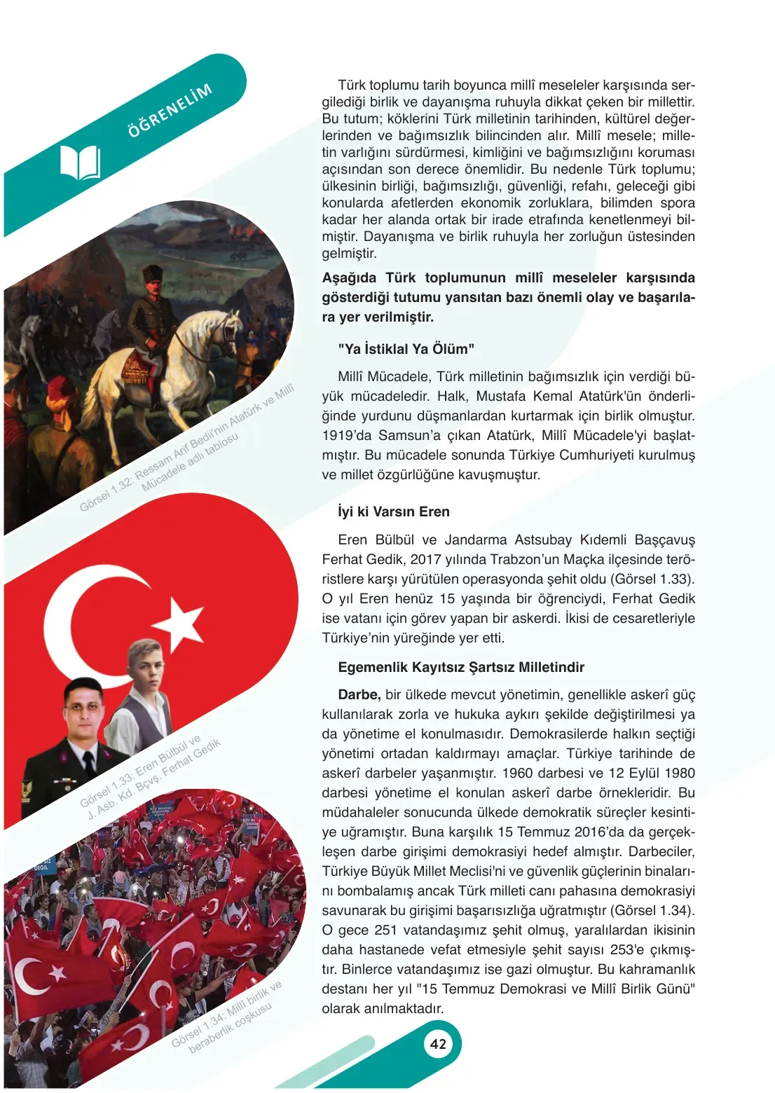 7. Sınıf Sosyal Bilgiler Ders Kitabı Cevapları Meb Yayınları 1. Kitap Sayfa 42