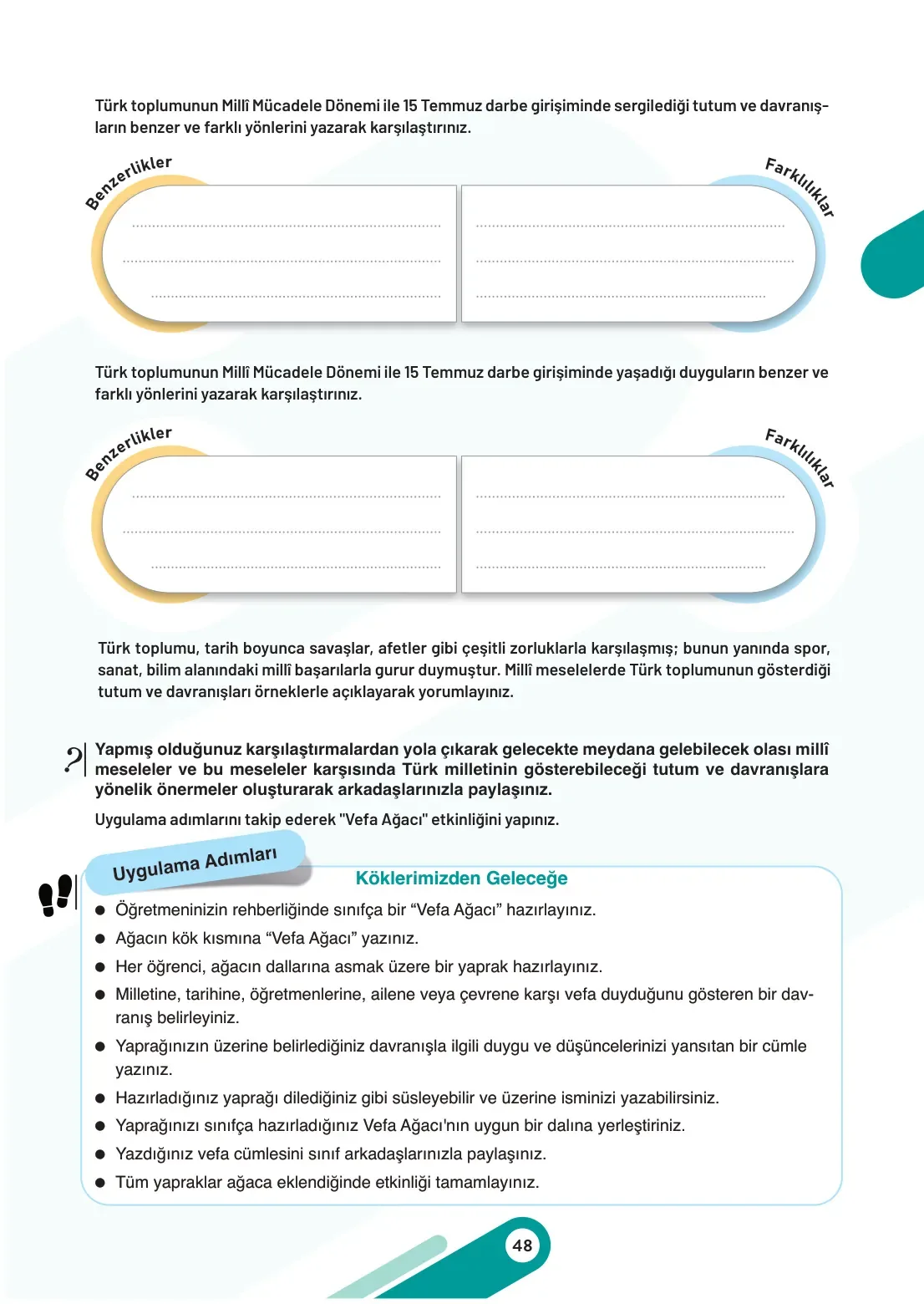 7. Sınıf Sosyal Bilgiler Ders Kitabı Cevapları Meb Yayınları 1. Kitap Sayfa 48