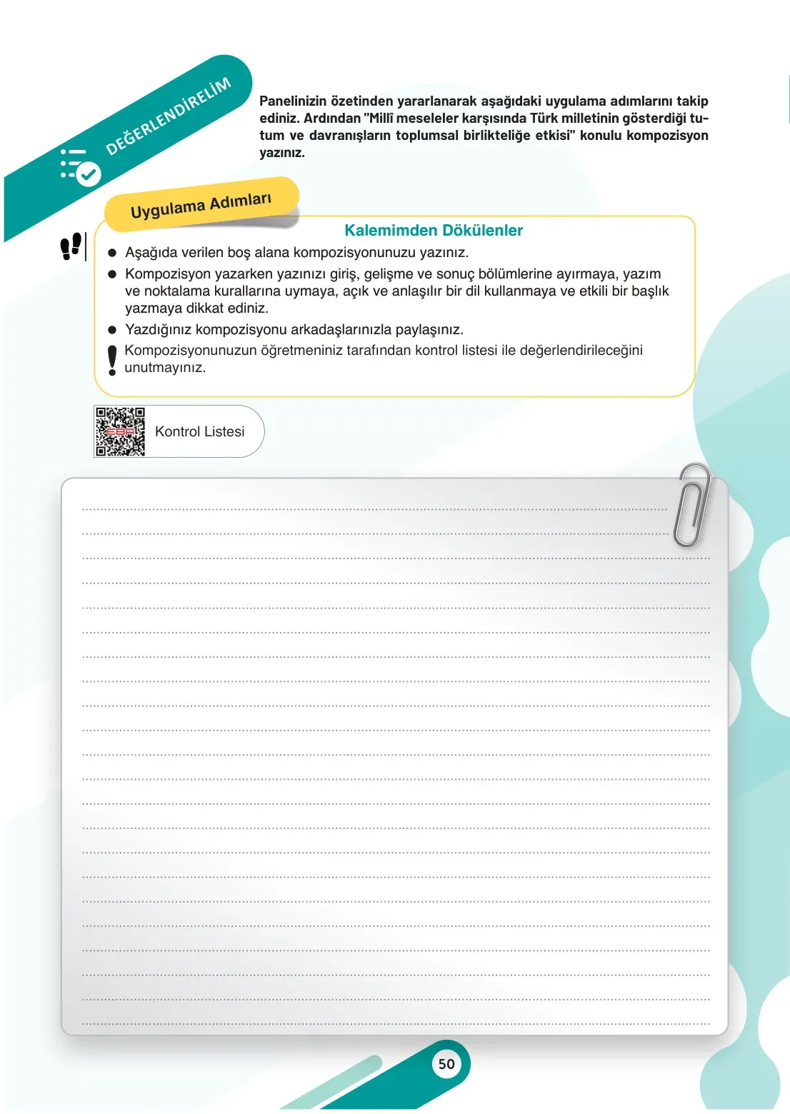 7. Sınıf Sosyal Bilgiler Ders Kitabı Cevapları Meb Yayınları 1. Kitap Sayfa 50