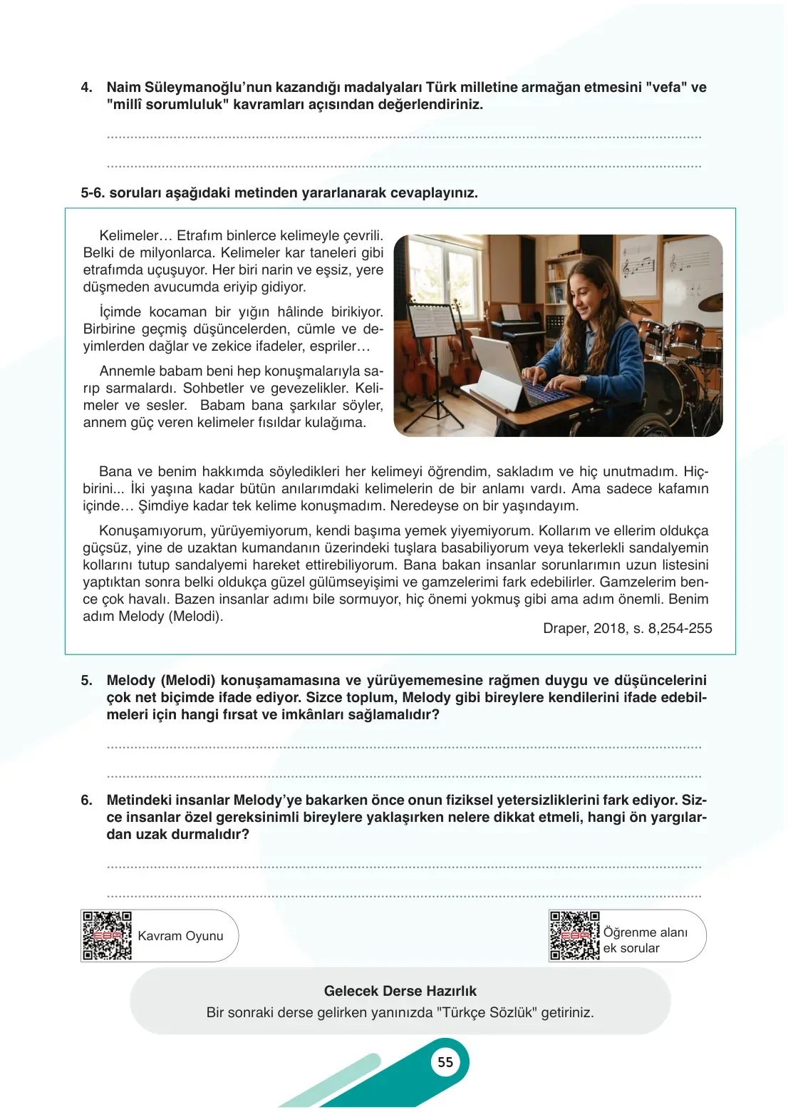 7. Sınıf Sosyal Bilgiler Ders Kitabı Cevapları Meb Yayınları 1. Kitap Sayfa 55