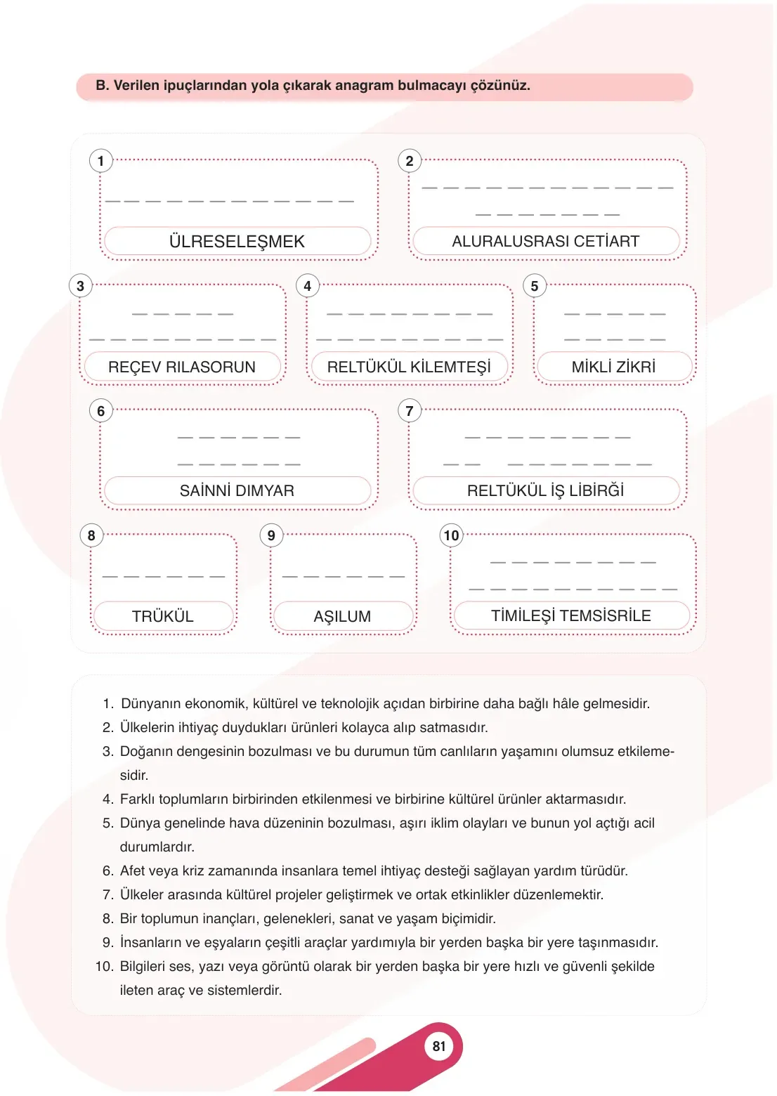 7. Sınıf Sosyal Bilgiler Ders Kitabı Cevapları Meb Yayınları 1. Kitap Sayfa 81