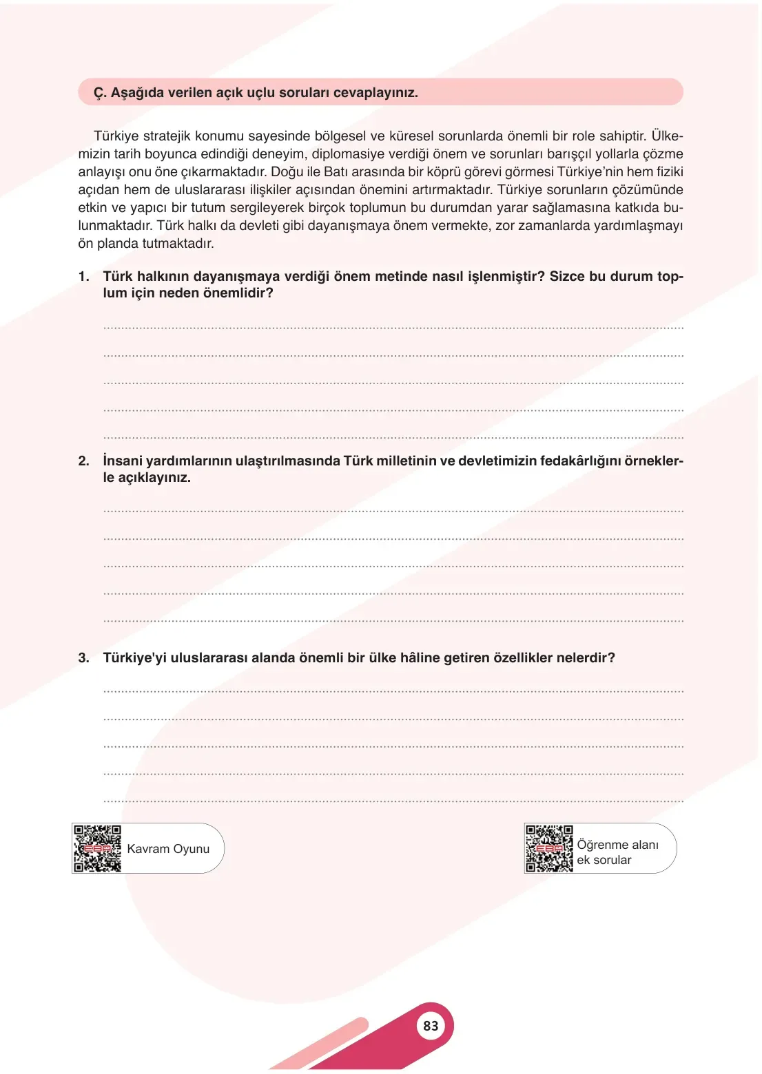 7. Sınıf Sosyal Bilgiler Ders Kitabı Cevapları Meb Yayınları 1. Kitap Sayfa 83