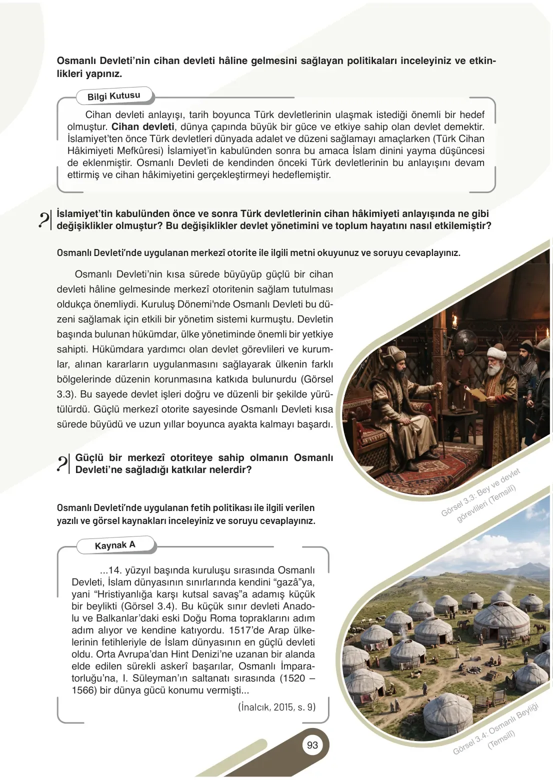 7. Sınıf Sosyal Bilgiler Ders Kitabı Cevapları Meb Yayınları 1. Kitap Sayfa 93