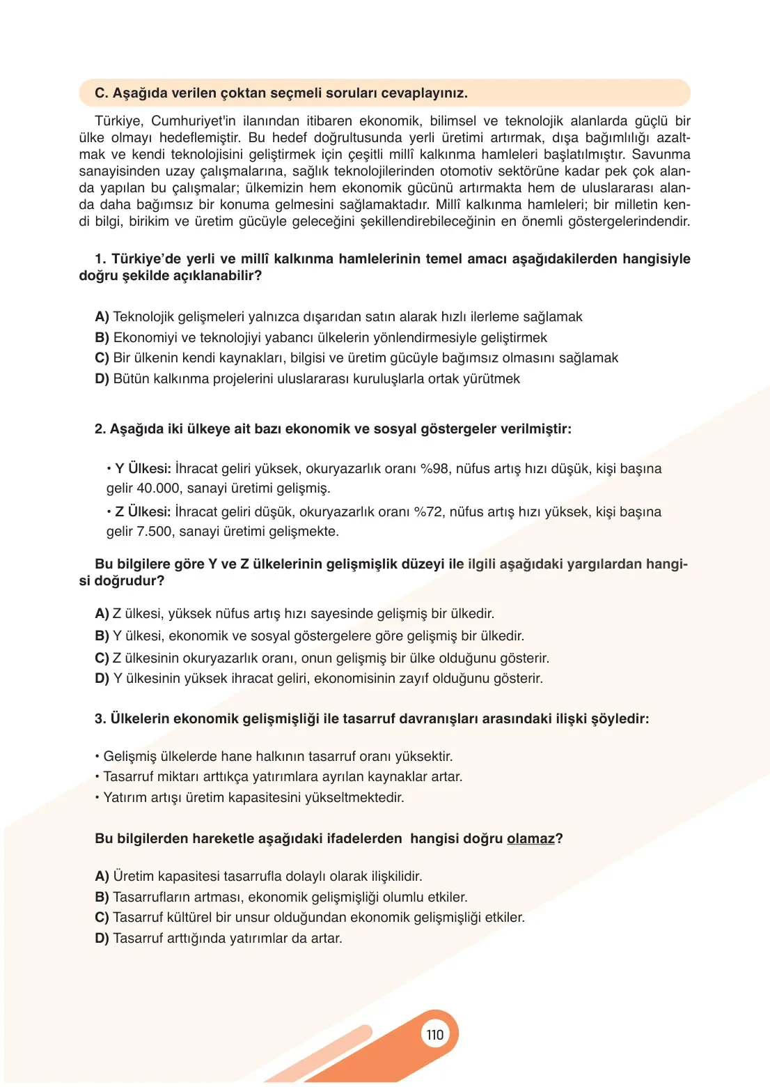 7. Sınıf Sosyal Bilgiler Ders Kitabı Cevapları Meb Yayınları 2. Kitap Sayfa 110