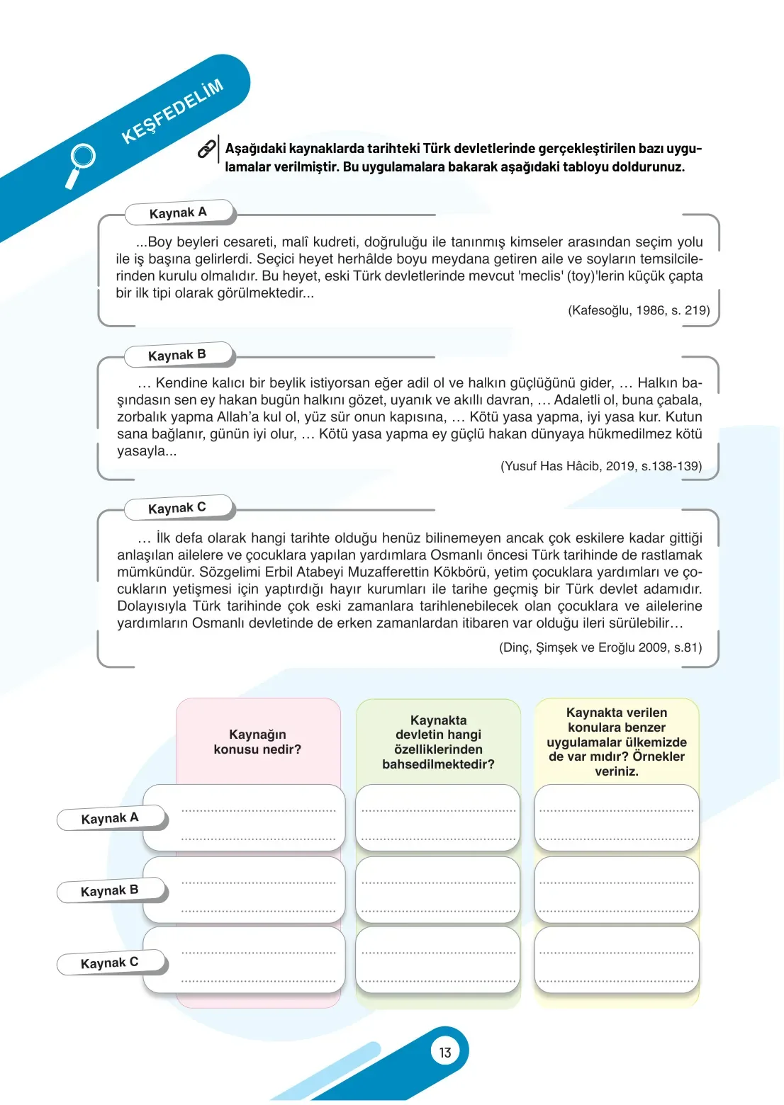 7. Sınıf Sosyal Bilgiler Ders Kitabı Cevapları Meb Yayınları 2. Kitap Sayfa 13
