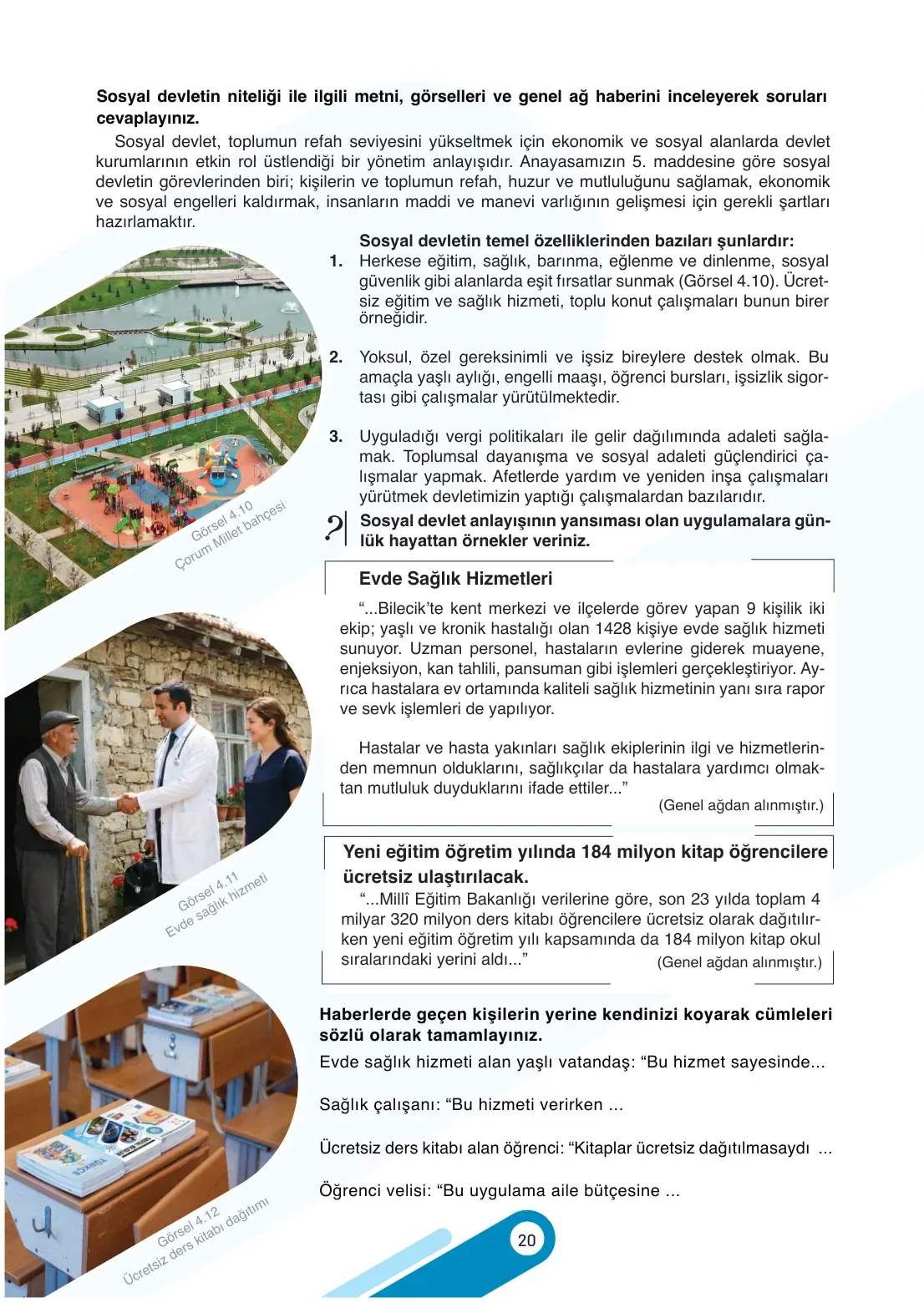 7. Sınıf Sosyal Bilgiler Ders Kitabı Cevapları Meb Yayınları 2. Kitap Sayfa 20
