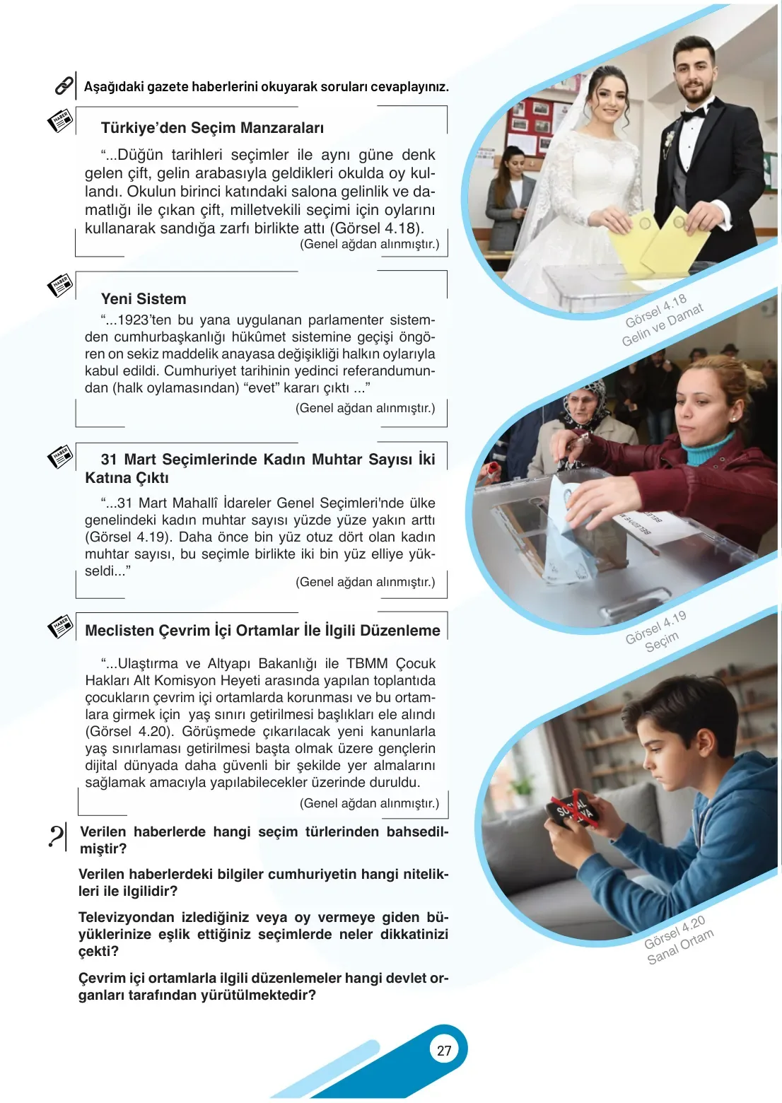 7. Sınıf Sosyal Bilgiler Ders Kitabı Cevapları Meb Yayınları 2. Kitap Sayfa 27