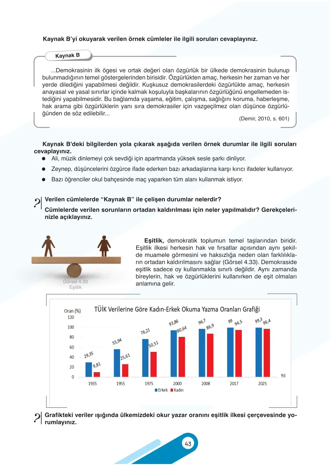 7. Sınıf Sosyal Bilgiler Ders Kitabı Cevapları Meb Yayınları 2. Kitap Sayfa 43