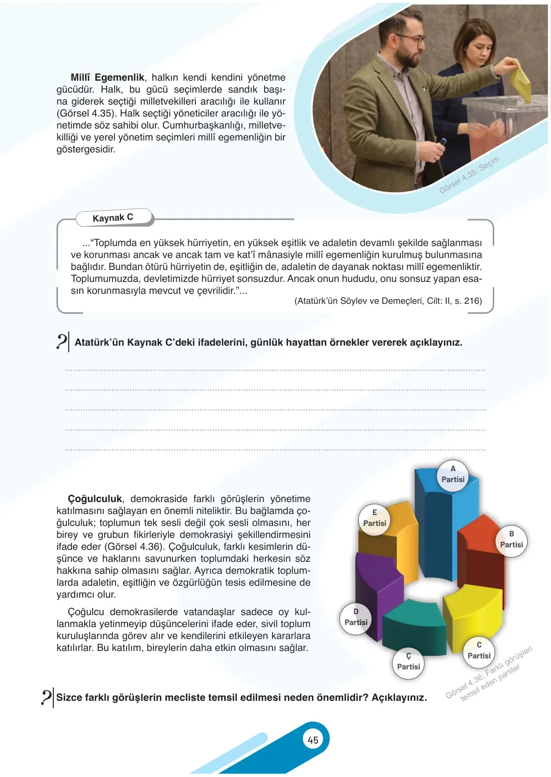 7. Sınıf Sosyal Bilgiler Ders Kitabı Cevapları Meb Yayınları 2. Kitap Sayfa 45