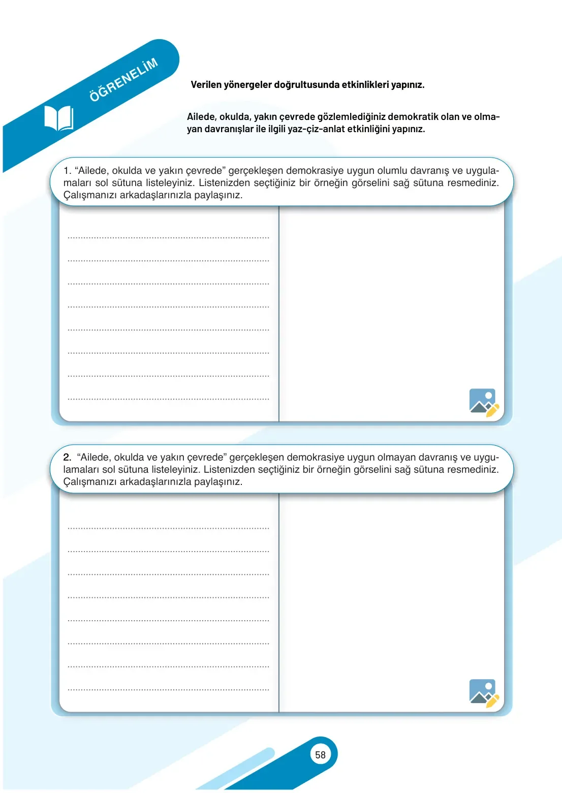 7. Sınıf Sosyal Bilgiler Ders Kitabı Cevapları Meb Yayınları 2. Kitap Sayfa 58