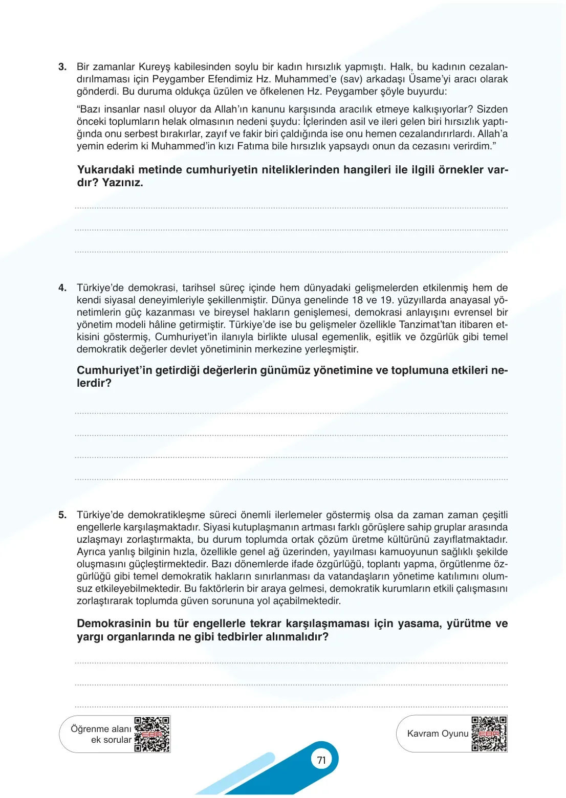 7. Sınıf Sosyal Bilgiler Ders Kitabı Cevapları Meb Yayınları 2. Kitap Sayfa 71