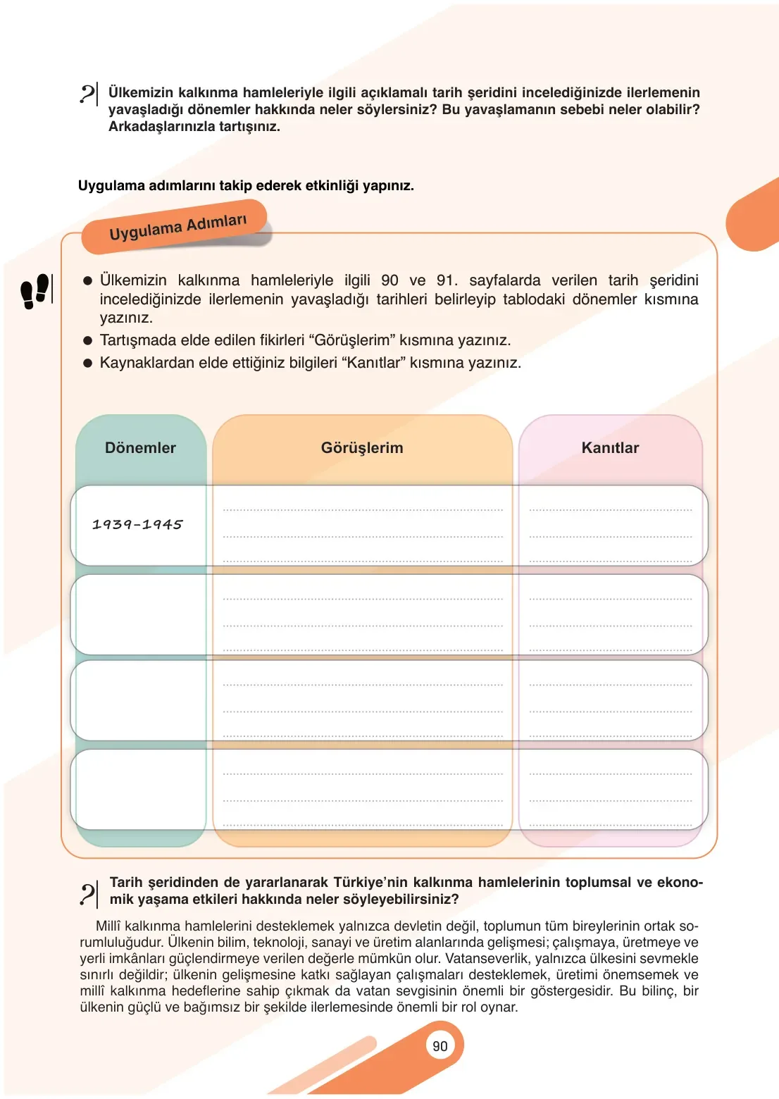 7. Sınıf Sosyal Bilgiler Ders Kitabı Cevapları Meb Yayınları 2. Kitap Sayfa 90