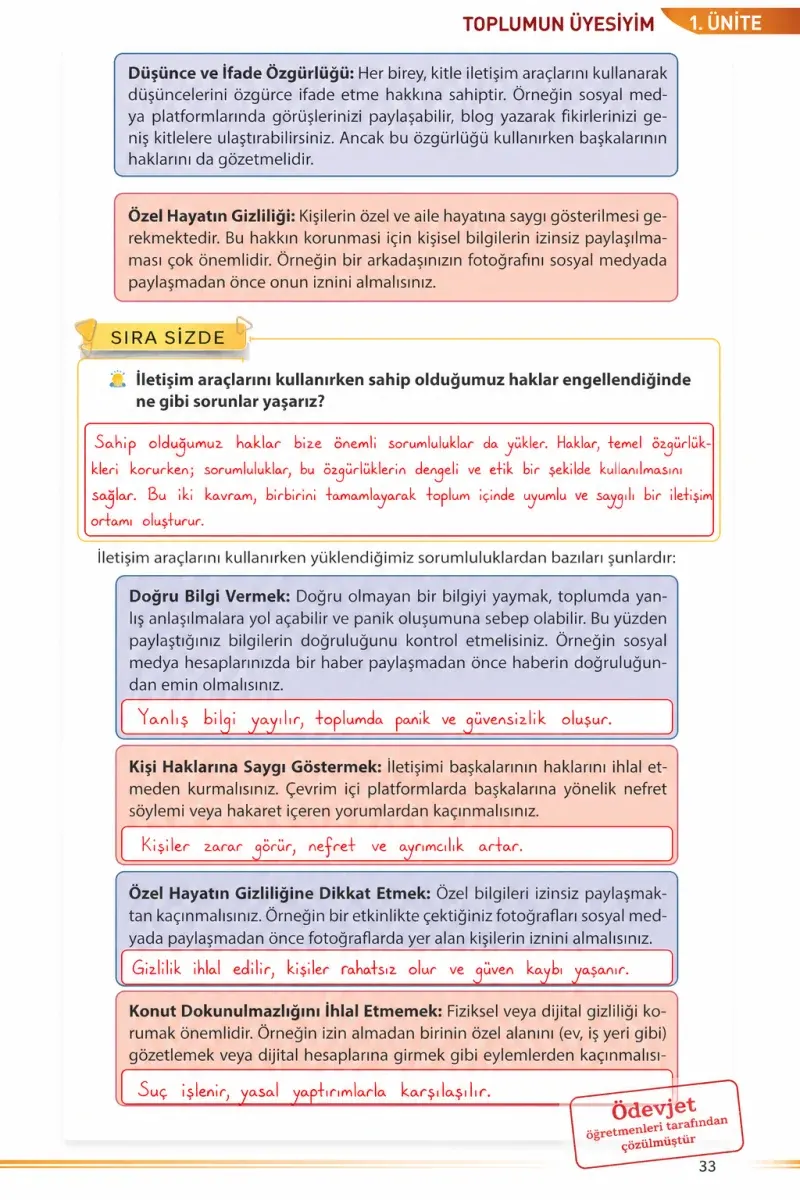 7. Sınıf Sosyal Bilgiler Ders Kitabı Cevapları Meb Yayınları Sayfa 33 Çözüm Görseli