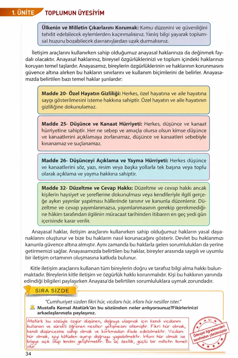 7. Sınıf Sosyal Bilgiler Ders Kitabı Cevapları Meb Yayınları Sayfa 34 Çözüm Görseli