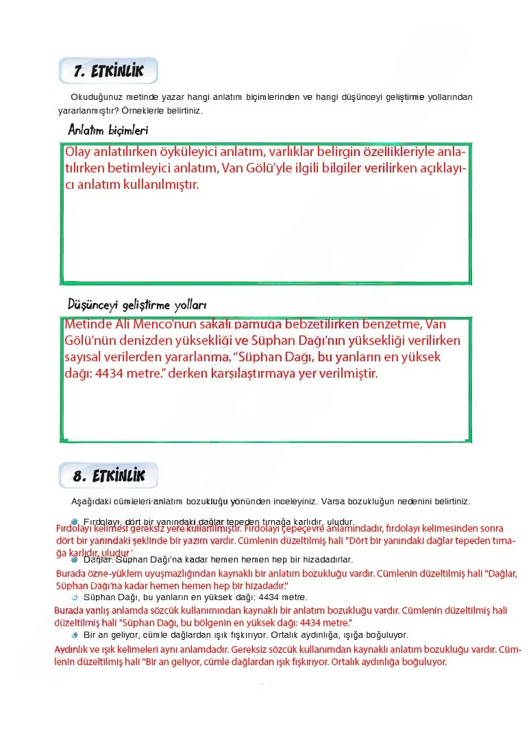 7. Sınıf Türkçe Ders Kitabı Cevapları Dörtel Yayınları Sayfa 104 Çözüm Görseli