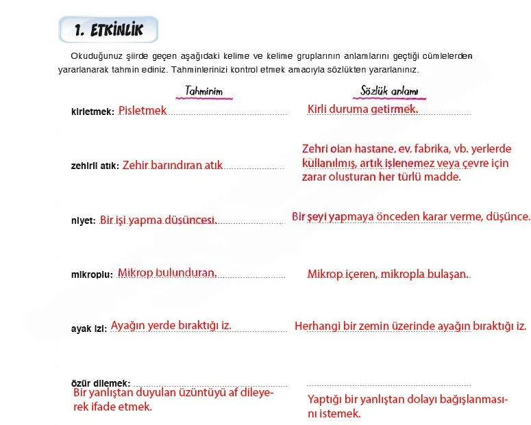 7. Sınıf Türkçe Ders Kitabı Cevapları Dörtel Yayınları Sayfa 108 Çözüm Görseli