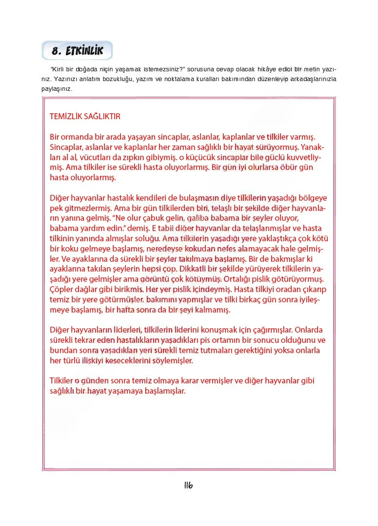 7. Sınıf Türkçe Ders Kitabı Cevapları Dörtel Yayınları Sayfa 116 Çözüm Görseli