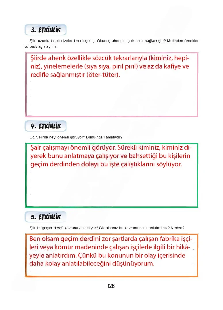 7. Sınıf Türkçe Ders Kitabı Cevapları Dörtel Yayınları Sayfa 128 Çözüm Görseli